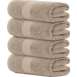 White Classic Luxury 100% Cotton Bath Towels Set of 4 - 27x54" - 1 of 4