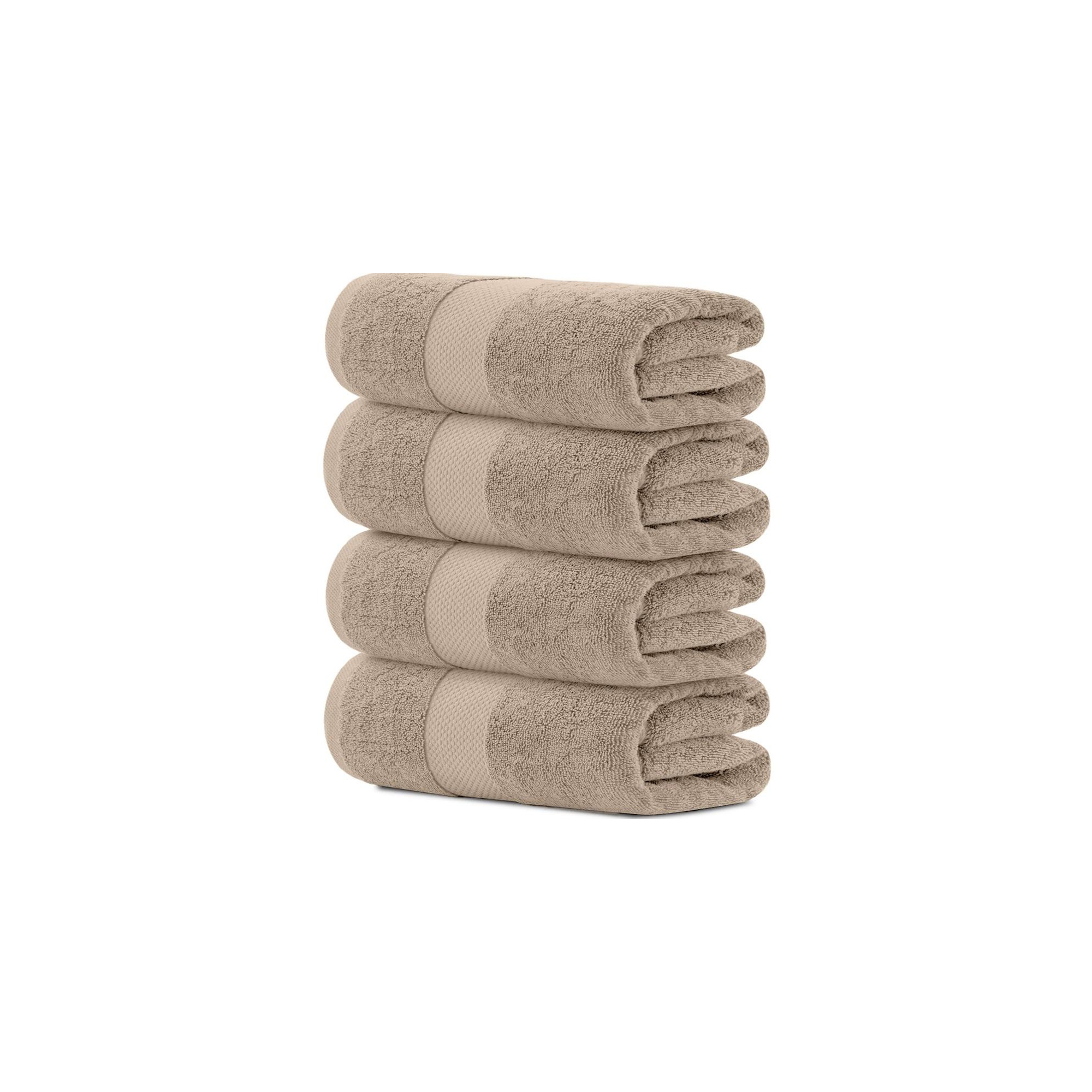 White Classic Luxury 100% Cotton Bath Towels Set of 4 - 27x54" Taupe