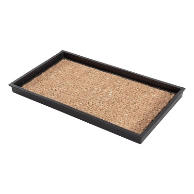 Natural Tan and Black Coir Outdoor Boot Tray