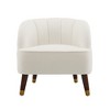 Velvet Upholstered Barrel Accent Chair with Curved Tufted Back, Square Arms and Rubberwood Legs - 3 of 4