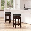 Merrick Lane Clara Backless Wooden Counter Stool with Faux Leather 360 Degree Swivel Seat - 2 of 4