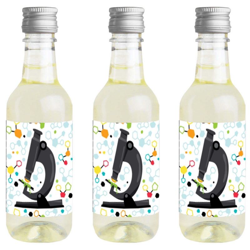 Big Dot of Happiness Scientist Lab - Mini Wine & Champagne Bottle Label Stickers - Baby Shower or Birthday Party Favor Gift for Women & Men - 16 Ct, 1 of 7