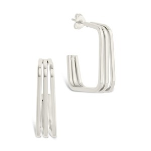 SHINE by Sterling Forever Square Prong Davina Hoop - 1 of 3