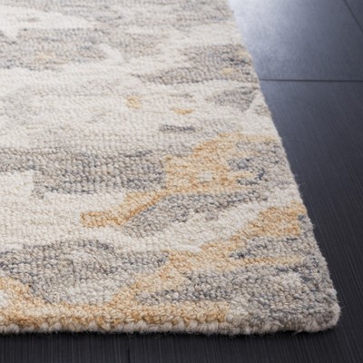 Ivory and Gray Abstract Handmade Wool 4' x 6' Area Rug
