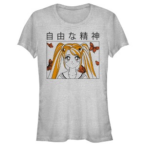 Juniors Womens Lost Gods Butterfly Anime Girl T-Shirt - 1 of 4