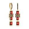 Ross-Simons 6.50 ct. t.w. Garnet and .20 ct. t.w. Black Spinel Drop Earrings in 18kt Gold Over Sterling - 3 of 4