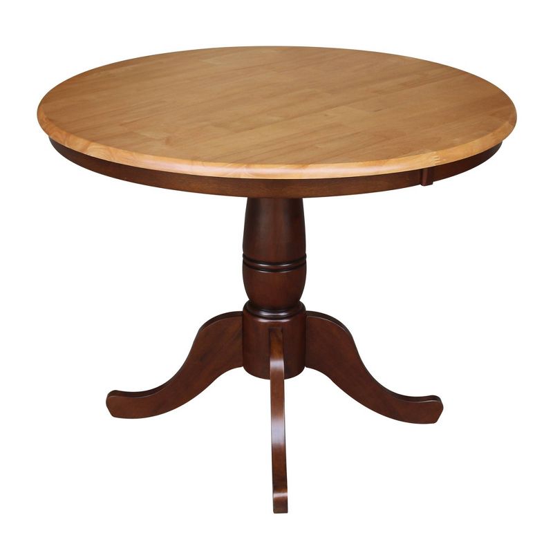 36&#34; Round Top Pedestal Dining Table Cinnamon/Espresso &#8211; International Concepts, 3 of 9