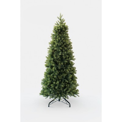 King Of Christmas Artificial Slim Christmas Tree Unlit, Royal Fir Skinny Xmas Tree with Metal Stand, Green