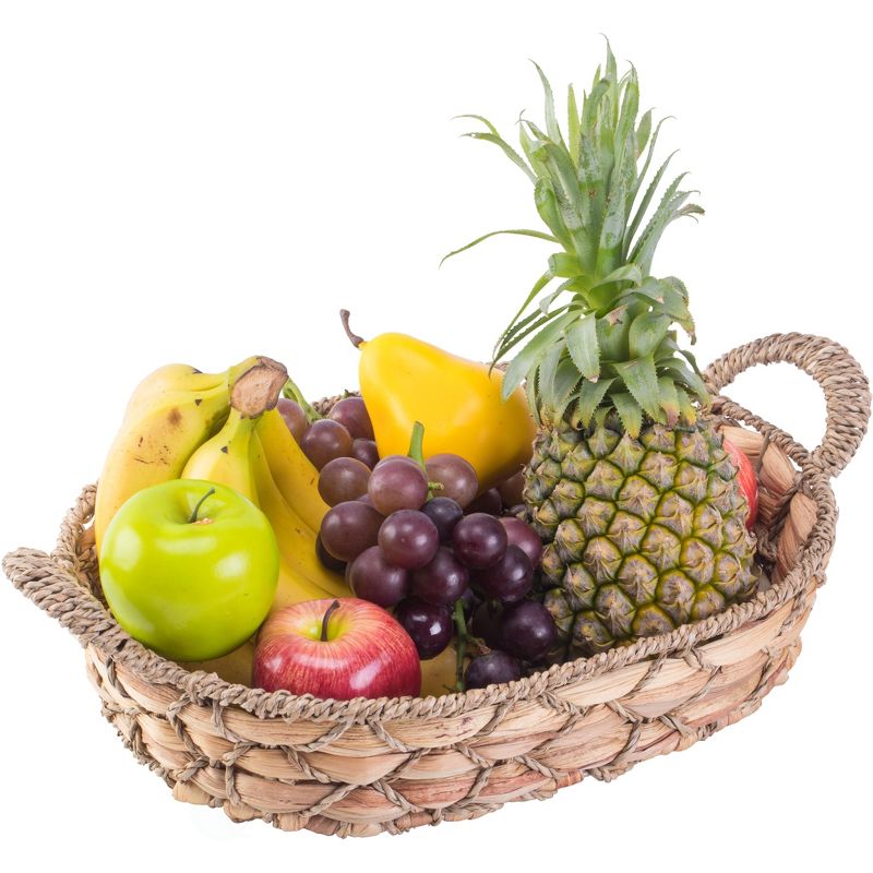 Vintiquewise Seagrass Fruit Bread Basket Tray with Handles, 1 of 7