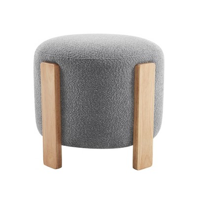 Ottoman Foot Rest Round Bag Floor Chair for Bedroom or Entryway in Gray