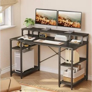 Bestier 55'' Computer Desks with Reversible Bookshelf, Standing Writing Desk for Home Office/Studying/Gaming - 1 of 4
