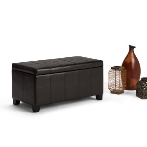 NicBex 35.6" Storage Bench Rectangle Storage Ottoman for Bedroom, Living Room, Dark Brown - 1 of 4