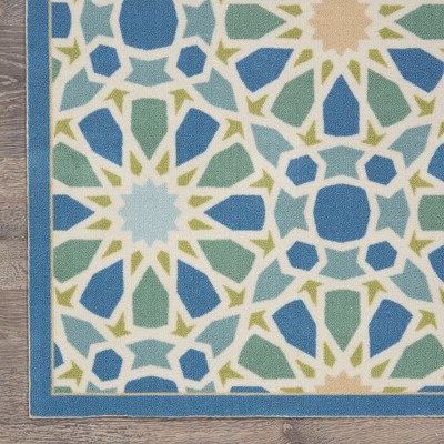 Porcelain Blue Rectangular Synthetic Indoor/Outdoor Area Rug