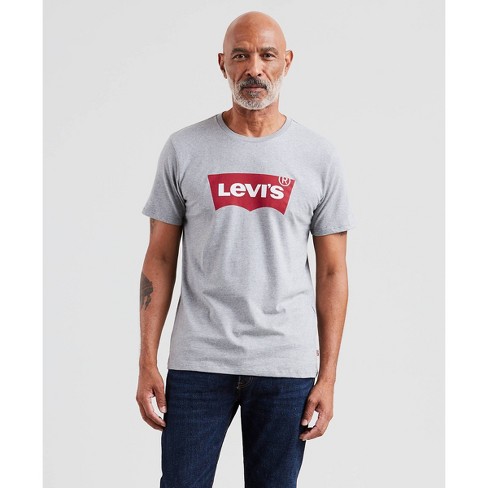 Levi's® Men's Classic Fit Short Sleeve Batwing Logo Crew Neck T-shirt -  Light Gray Xxl : Target