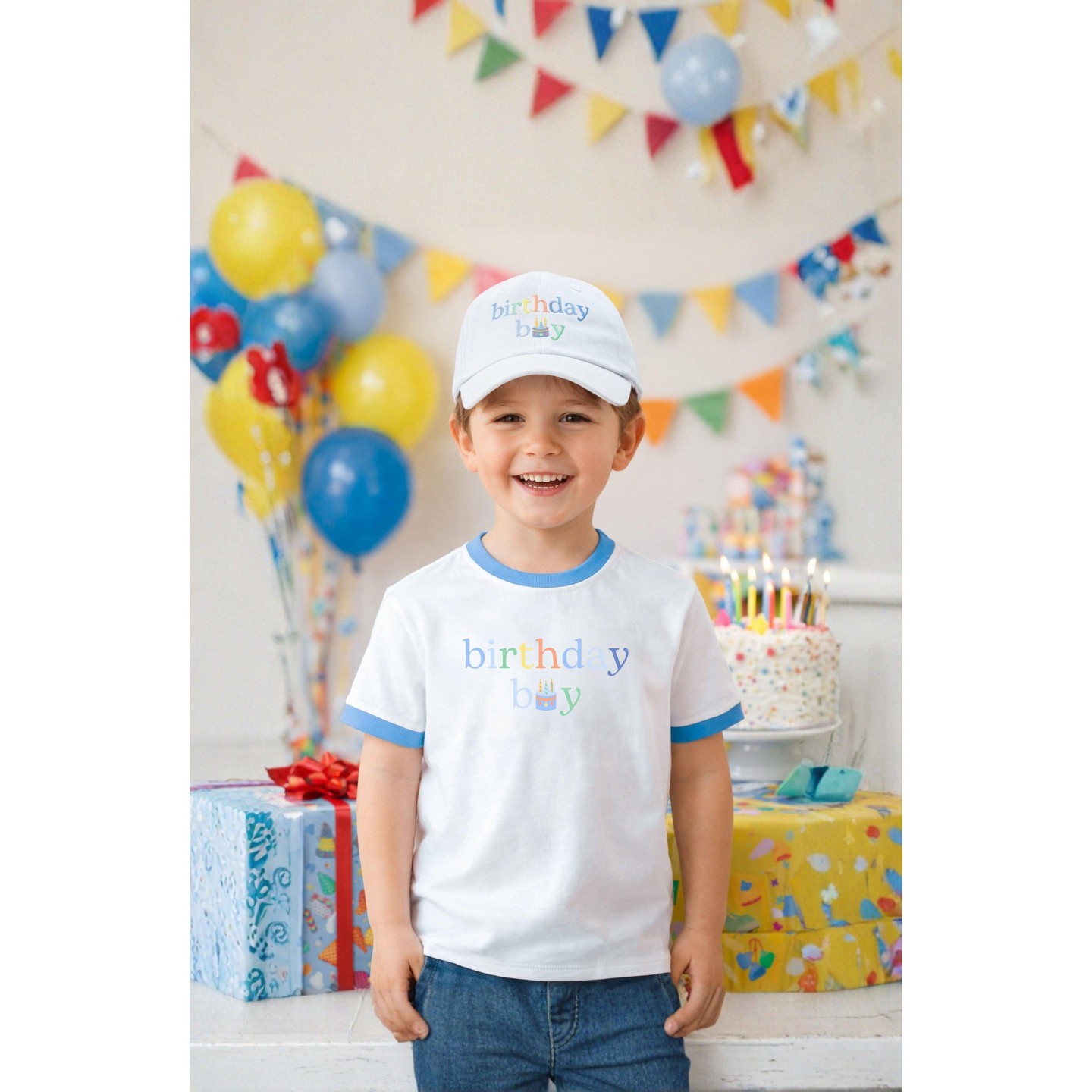 Детская футболка Bits & Bows Birthday Boy Crewneck T-Shirt, White 5/6, цвет: Белый — фото 2