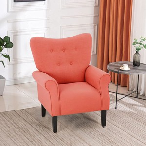 Erommy Mid Century Velvet Tufted Armchair, High Back Accent Chair - 1 of 4