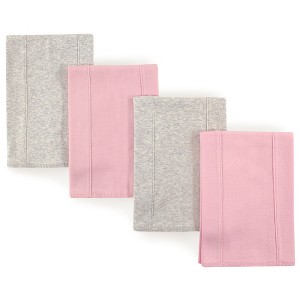 Touched by Nature Baby Girl Organic Cotton Burp Cloths 4pk, Pink Gray, One Size - 1 of 1