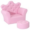 Qaba Kids Sofa Set, Children's Upholstered Sofa with Footstool, Princess Sofa with Diamond Decoration, Baby Sofa Chair for Toddlers, Girls, Pink - 4 of 4