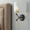 Possini Euro Design Darin Modern Wall Light Sconce Black Brass Hardwire 4 1/2" Fixture Faceted Cylinder Glass for Bedroom Bathroom Vanity Reading Home - image 2 of 4