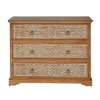 Christopher Knight Home Bianca Boho Carved Floral 3 Drawer Wood Dresser - 2 of 4