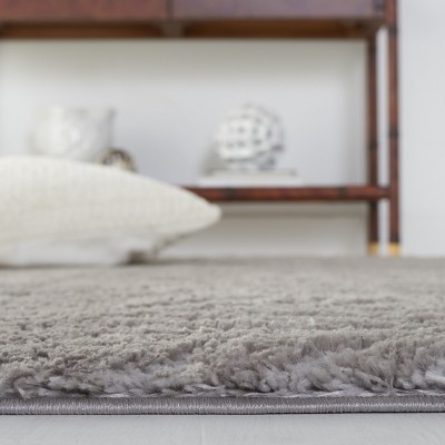 Gray Geometric Shag Area Rug, 8' x 10', Synthetic