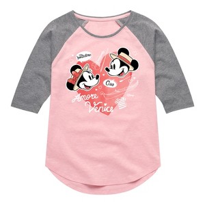 Girls' - Disney - Mickey & Friends Shirt Tail Raglan Graphic T-shirt - 1 of 3