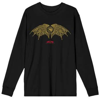 House of the Dragon Wings Title Logo Mens Black Long Sleeve Tee