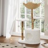 Modern Natural Wood Cat Tree, Solid Wood Climbing Tower with Rattan Basket and Scratching Posts, Cat Perch for Indoor Climbing and Rest - 4 of 4