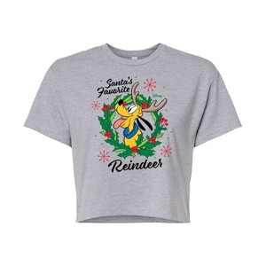 Women's - Disney - Santas Favorite Reindeer Cropped Graphic T-Shirt - 1 of 4