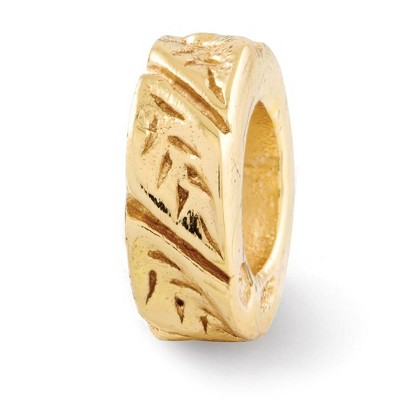 Black Bow Jewelry 14k Yellow Gold Plated Sterling Silver Leaf Design Spacer Bead Charm