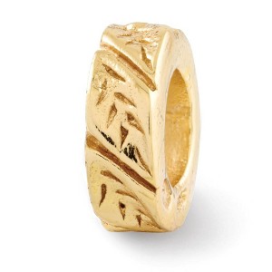 Black Bow Jewelry 14k Yellow Gold Plated Sterling Silver Leaf Design Spacer Bead Charm - 1 of 4