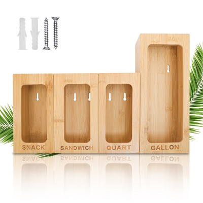 Natural Bamboo Ziplock Bag Organizer for Kitchen Drawer
