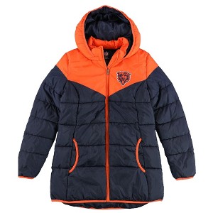 G-III Sports Womens Orange and Blue Split Chicago Bears Parka Coat - 1 of 2