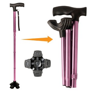 Stander Wonder Cane, Folding Walking Cane for Seniors with Flexible Quad Tip - 1 of 4