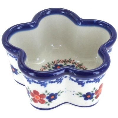 Blue Rose Polish Pottery Old Fashion Mini Baker - Flower Shape