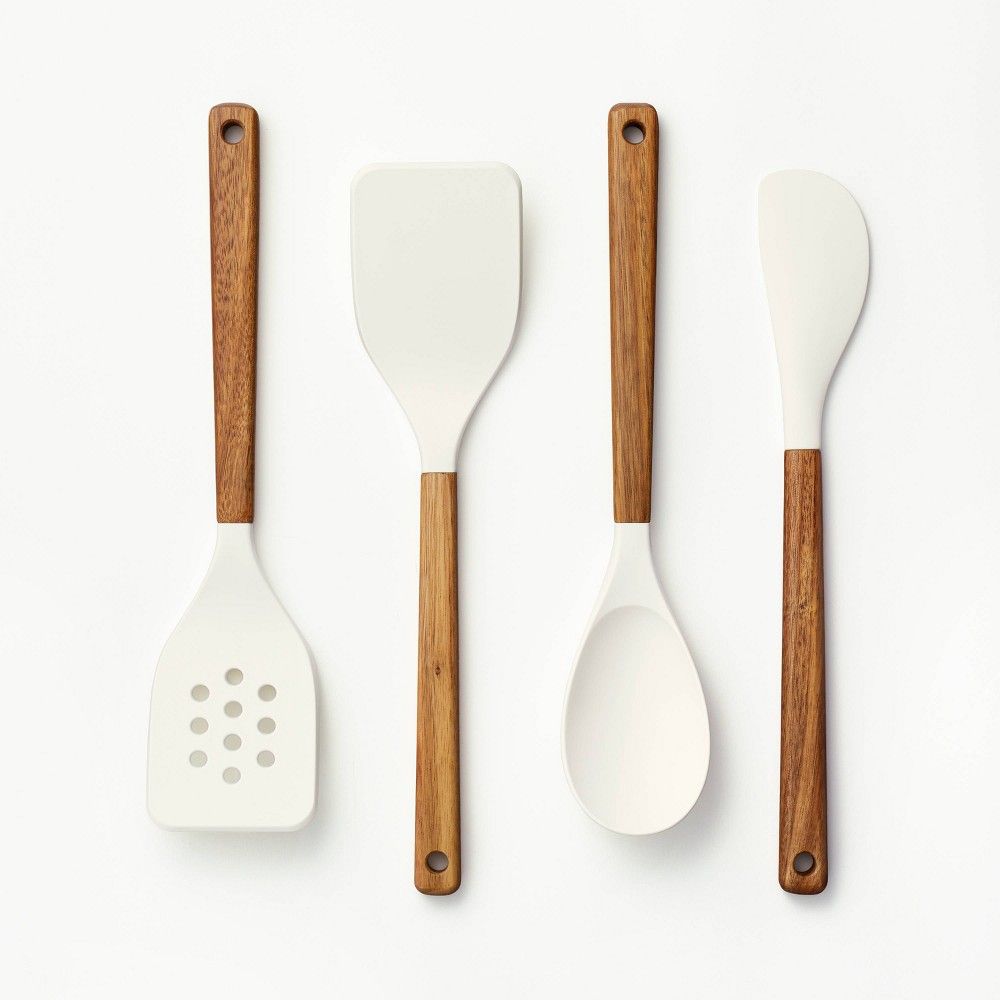 4pc Wood/Nylon Kitchen Utensil Set Brown - Figmintâ„¢