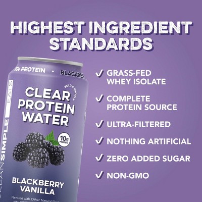 Clean Simple Eats Clear 10g Protein Water Blackberry Vanilla - 12 fl oz Can