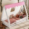 KTMBDW Twin/Full Size Floor Bed with Canopy and Lights Toddler Montessori Bed for Kids Dream Tent with Full-length Guardrails  for Boys Girl - 3 of 4