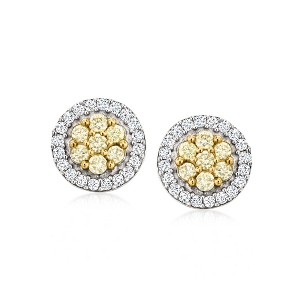Ross-Simons 0.50 ct. t.w. Yellow and White Diamond Earrings in Sterling Silver - 1 of 3