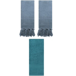 REGALWOVEN 3 Packs Solid Textured and Tassels Soft Absorbent Bathroom Hand Towel for Home Decor - 1 of 4