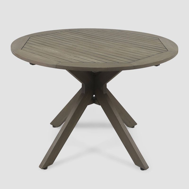 Stamford Round Acacia Wood Dining Table with X-Shaped Base Gray - Christopher Knight Home, 3 of 7