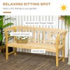 Wooden Patio Bench, Outdoor Garden Bench with Backrest and Armrests, 3 Person Porch Bench with Rustic Country Diamond Pattern - 4 of 4