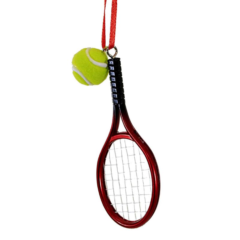 Kurt S. Adler 4.0 Inch Tennis Racket With Ball Ornament Realistic Details Strings Ball Tree Ornaments, 1 of 4