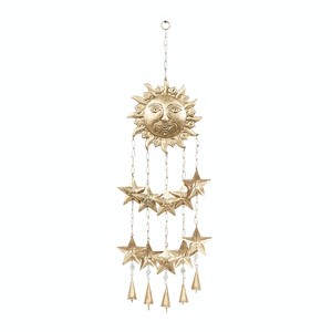 34.85" Iron Eclectic Sun and Stars Windchime Gold - Olivia & May - 1 of 4