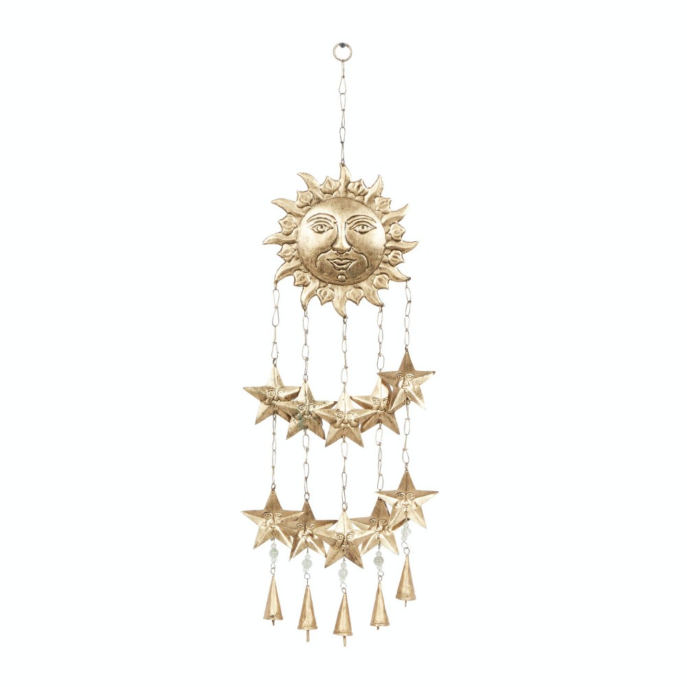 34.85" Iron Eclectic Sun and Stars Windchime Gold - Olivia & May