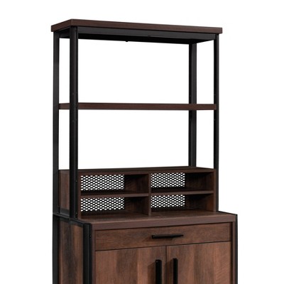 Briarbrook Library Hutch Barrel Oak - Sauder: Industrial Design, Metal Frame, Open Storage & Shelf