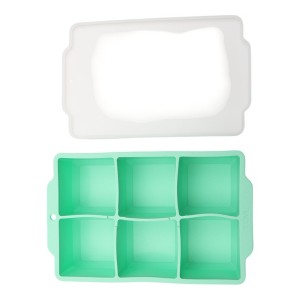 Unique Bargains 6-Cavity Square Ice Tray with Clear Lid Hand Wash Only Silicone 7.09"x4.53"x2.17" 1 Pc - 1 of 3