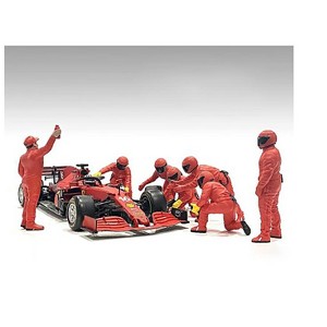 Formula One F1 Pit Crew 7 Figure Set Team Red Release III for 1/43 Scale Models by American Diorama - 1 of 4