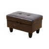 DOMETOUR Modern Faux Leather Ottoman for Living Room Brown - 2 of 4