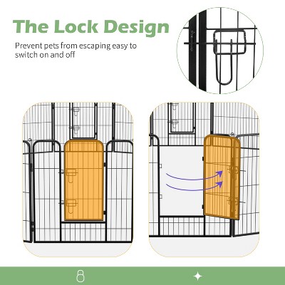 Black Metal 32" Height 16-Panel Dog Playpen with Doors